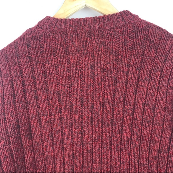 SOLD - LL Bean Men's 100% Lambs Wool Knit Sweater Burgundy Red EUC - Picture 9 of 13